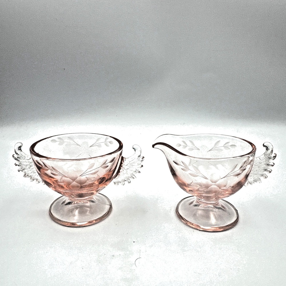 Westmorland Pink Depression Glass 1920's Wings Collection PERFECT CONDITION RARE